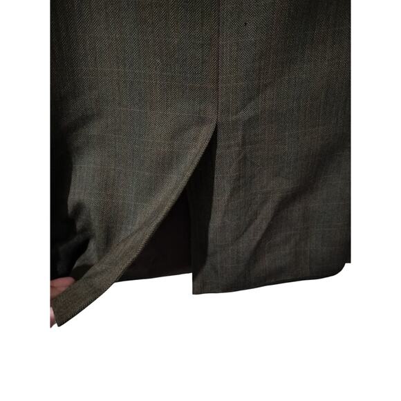 M607)IZOD Pure wool Woolmark Brown 
Herringbone Two button Blazer Sport Coat 44L - Picture 8 of 12